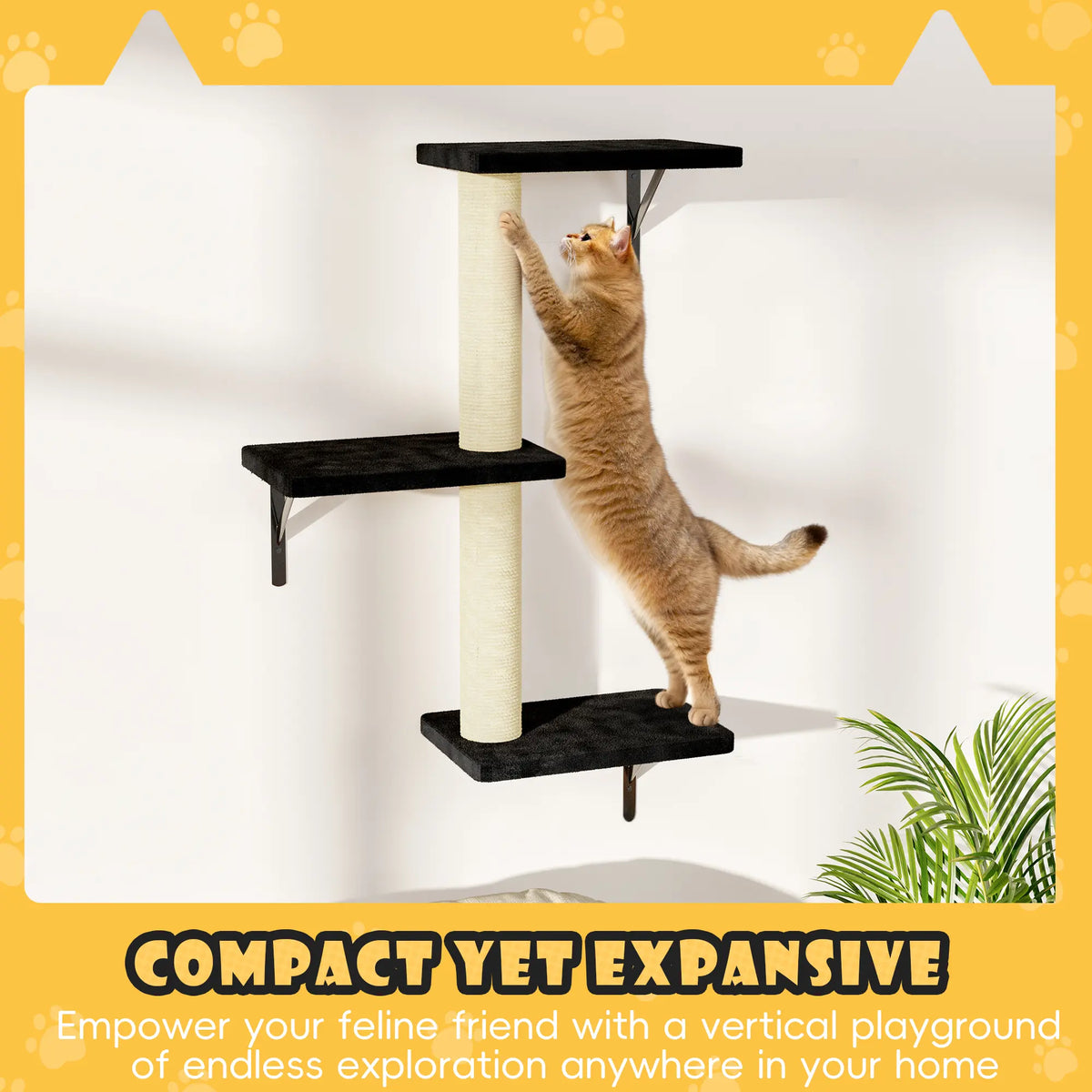 6-Piece Wall-Mounted Cat Climbing Set (Includes Cat Bed, Scratching Post, Cat Bridge, and Toys)