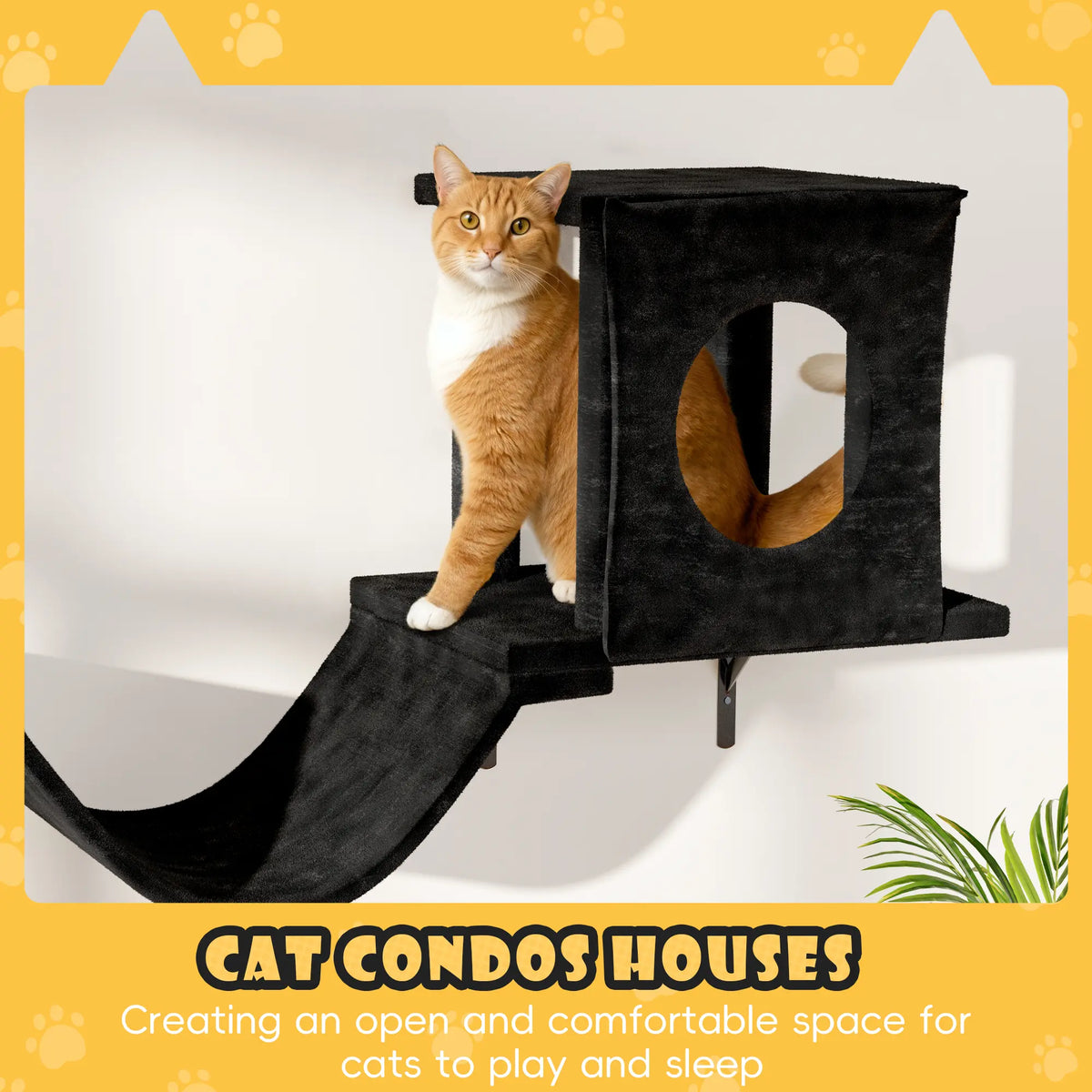 6-Piece Wall-Mounted Cat Climbing Set (Includes Cat Bed, Scratching Post, Cat Bridge, and Toys)